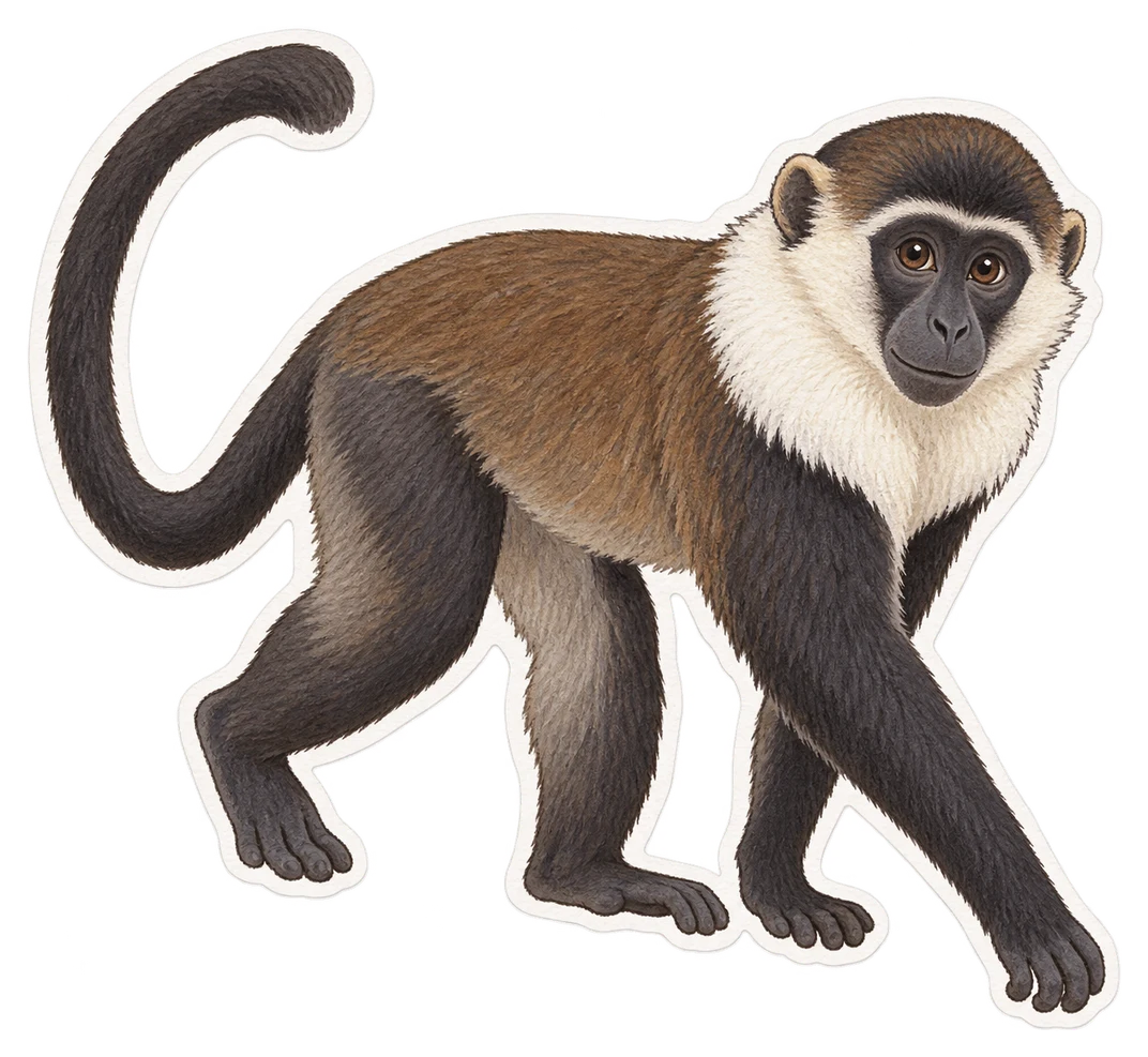 Le mangabey à collier blanc (Cercocebus torquatus)