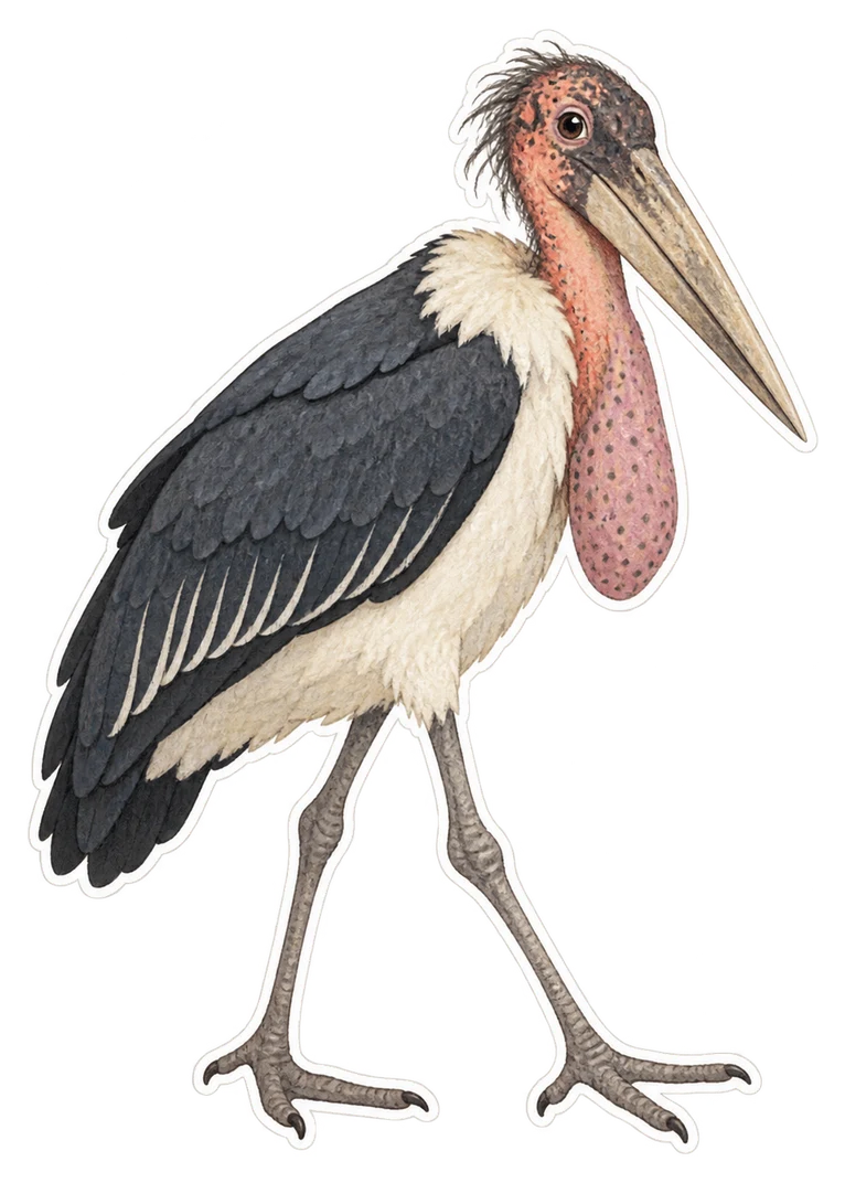 Le marabout chevelu (Leptoptilos javanicus)