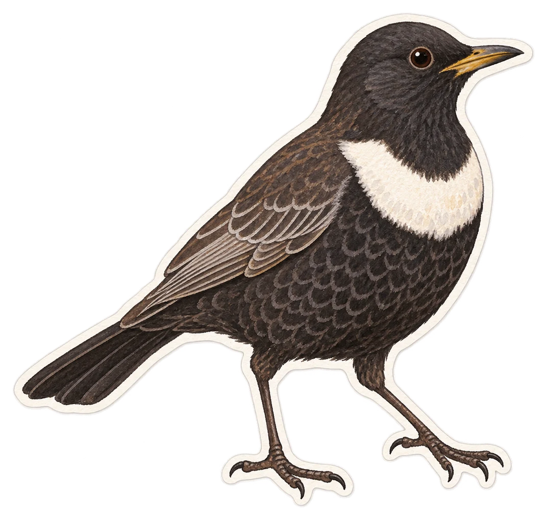 Le merle à plastron (Turdus torquatus)