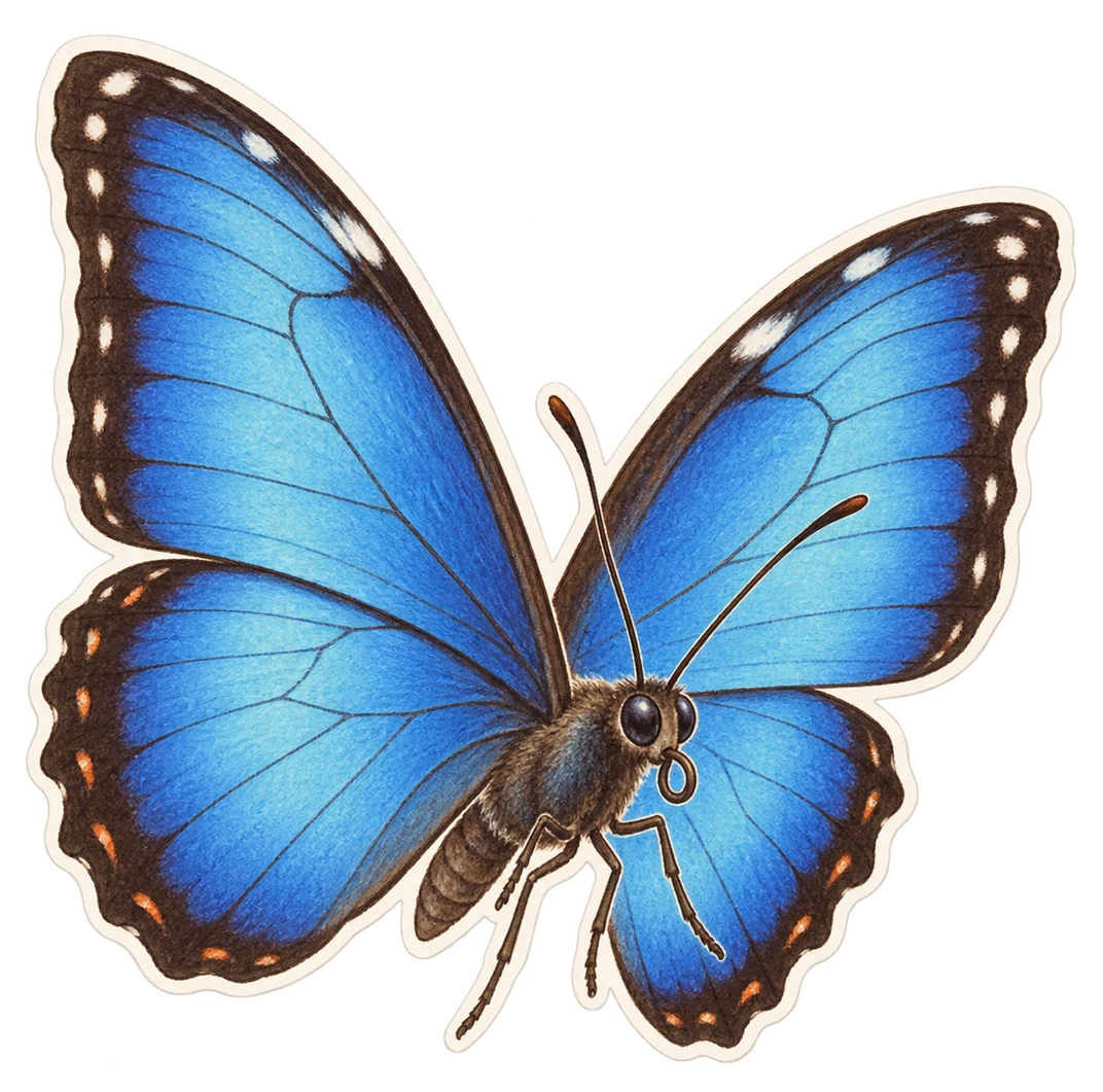Le morpho bleu (Morpho menelaus)
