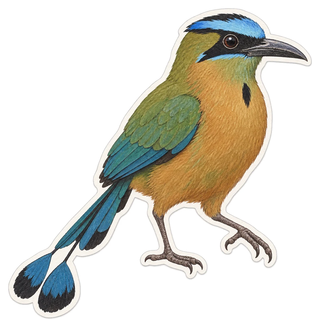 Le motmot à sourcils bleus (Eumomota superciliosa)