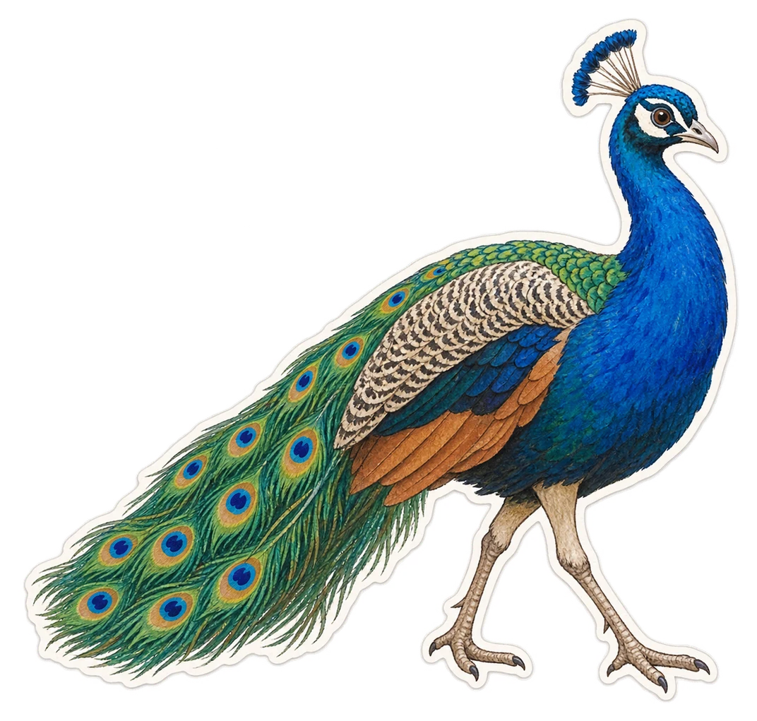 Le paon bleu (Pavo cristatus)