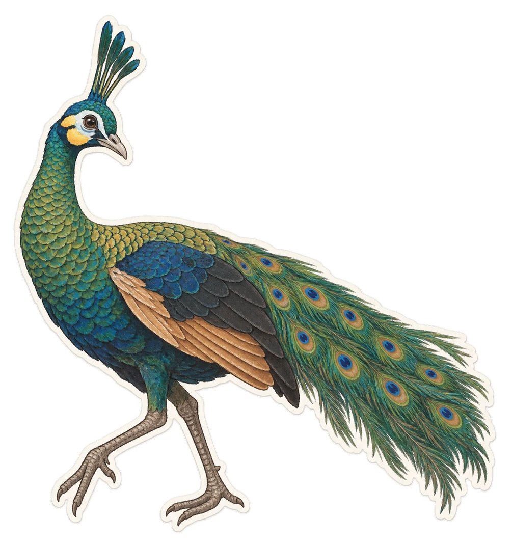 Le paon spicifère (Pavo muticus)