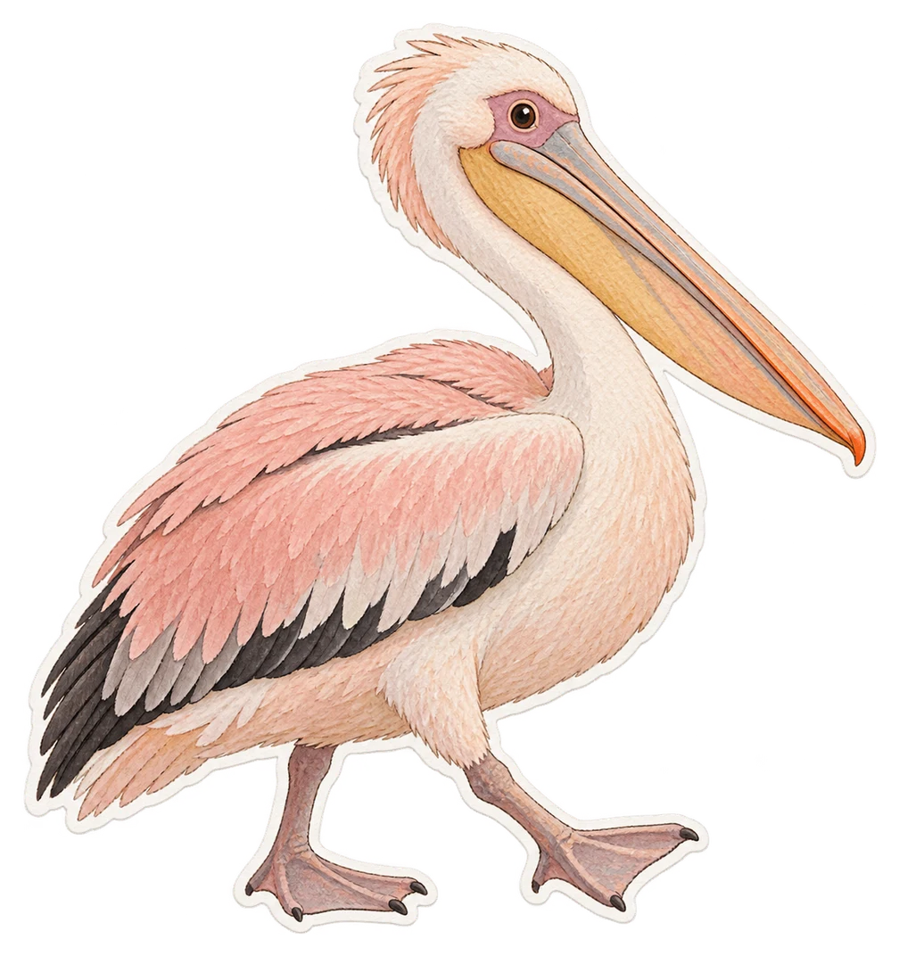 Le pélican à dos rose (Pelecanus rufescens)