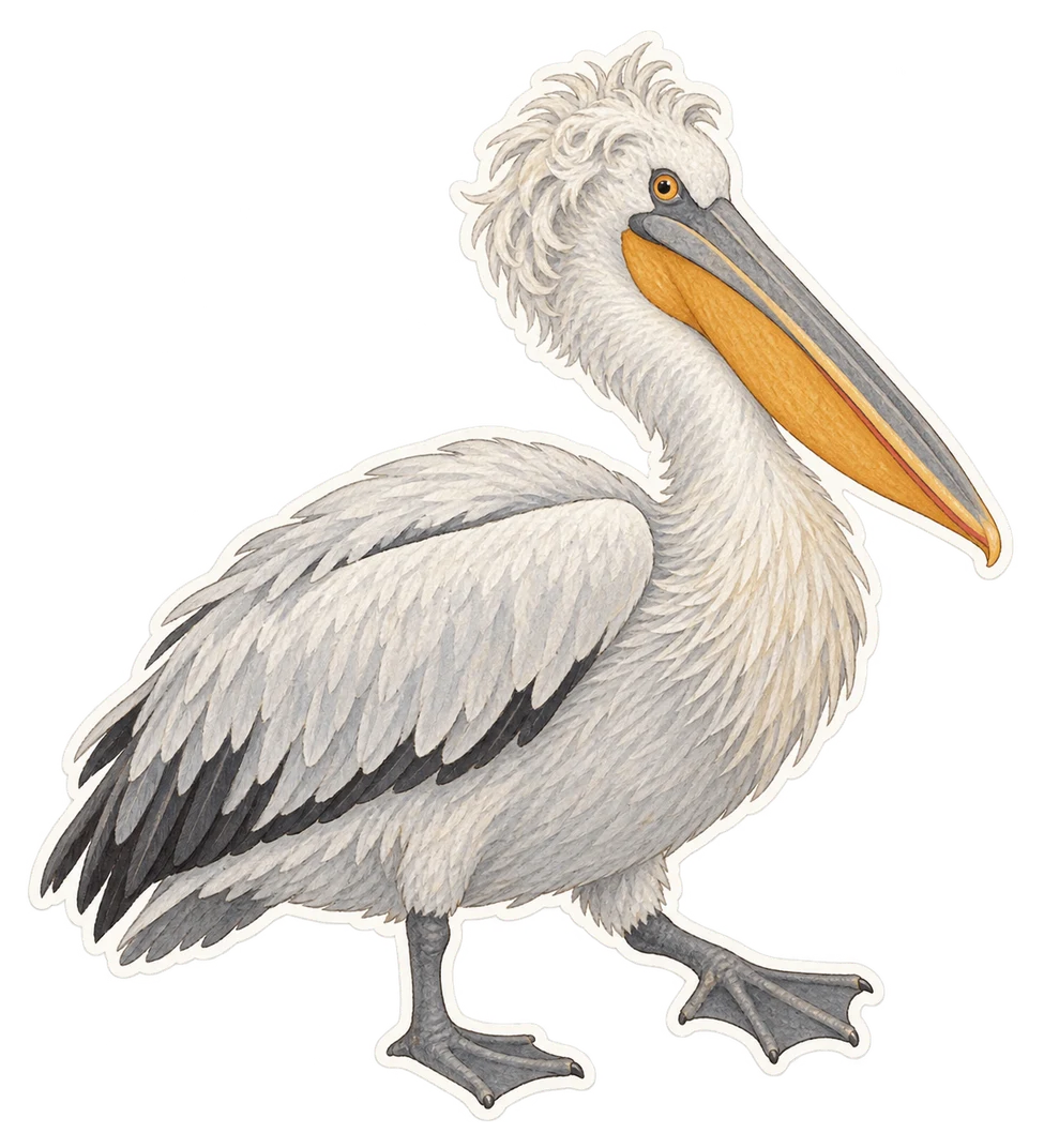 Le pélican frisé (Pelecanus crispus)