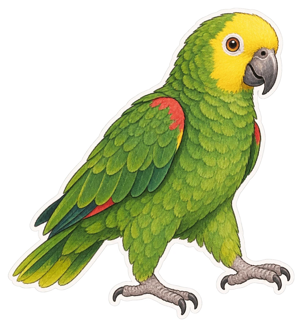 Le perroquet amazone à front jaune (Amazona ochrocephala)