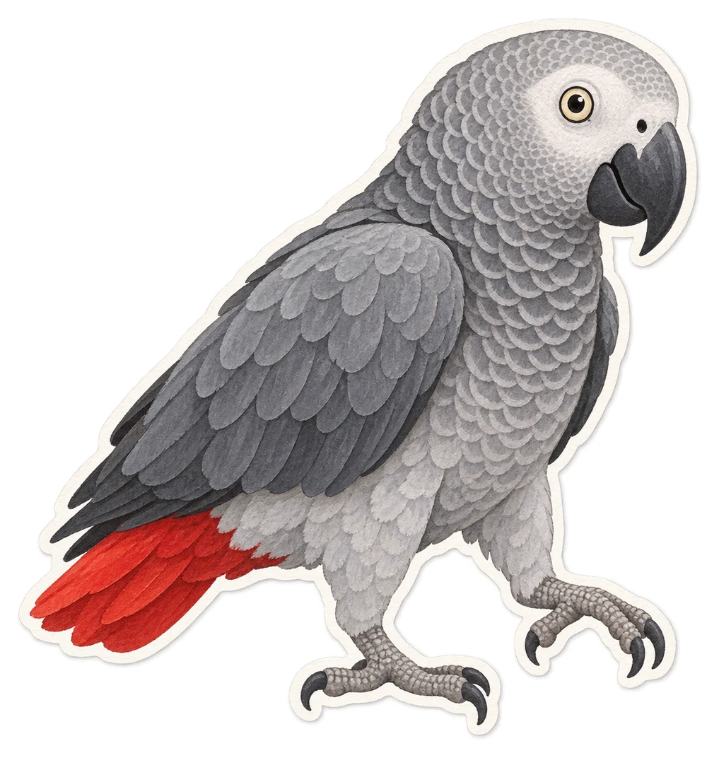Le perroquet gris (Psittacus erithacus)