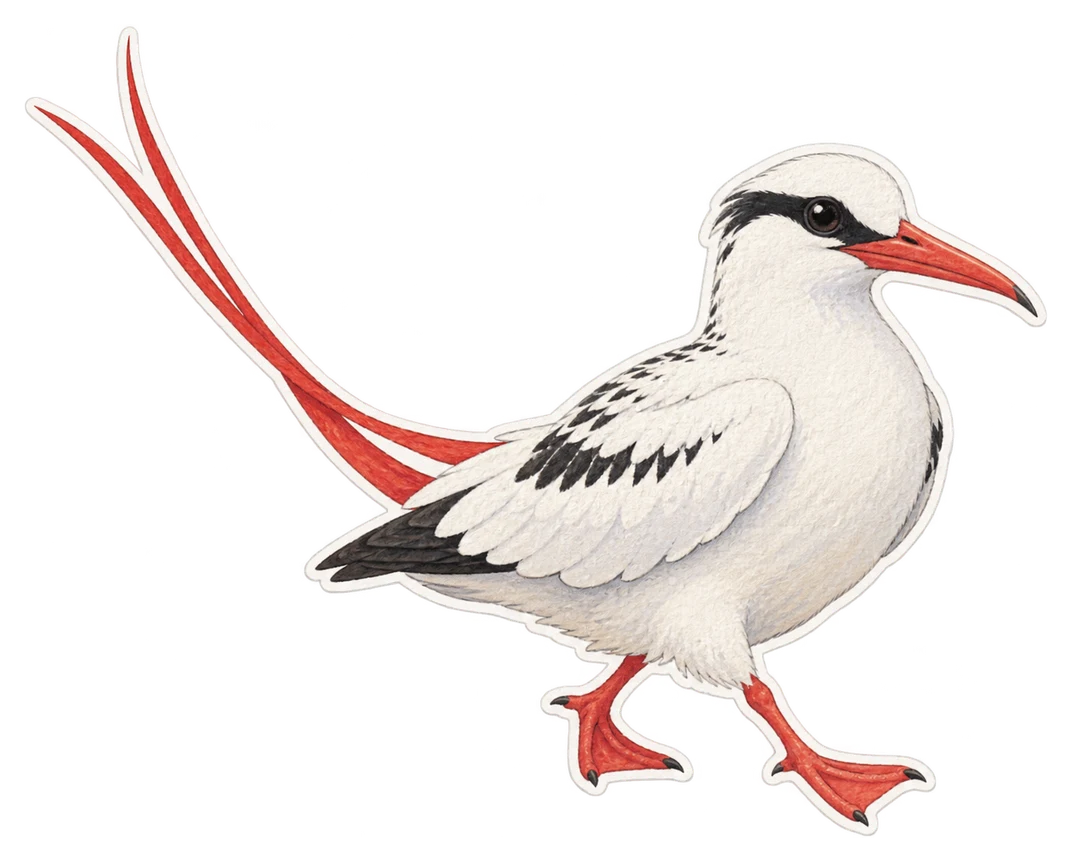 Le phaéton à brins rouges (Phaethon rubricauda)