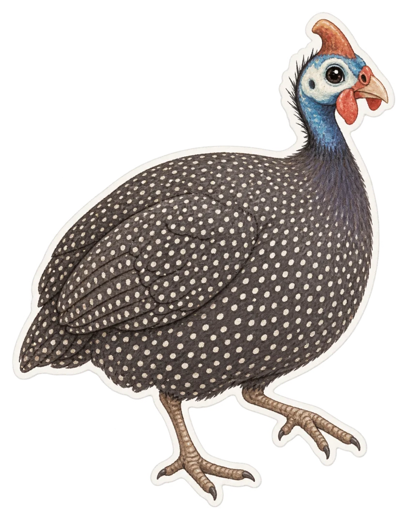 La pintade de Numidie (Numida meleagris)