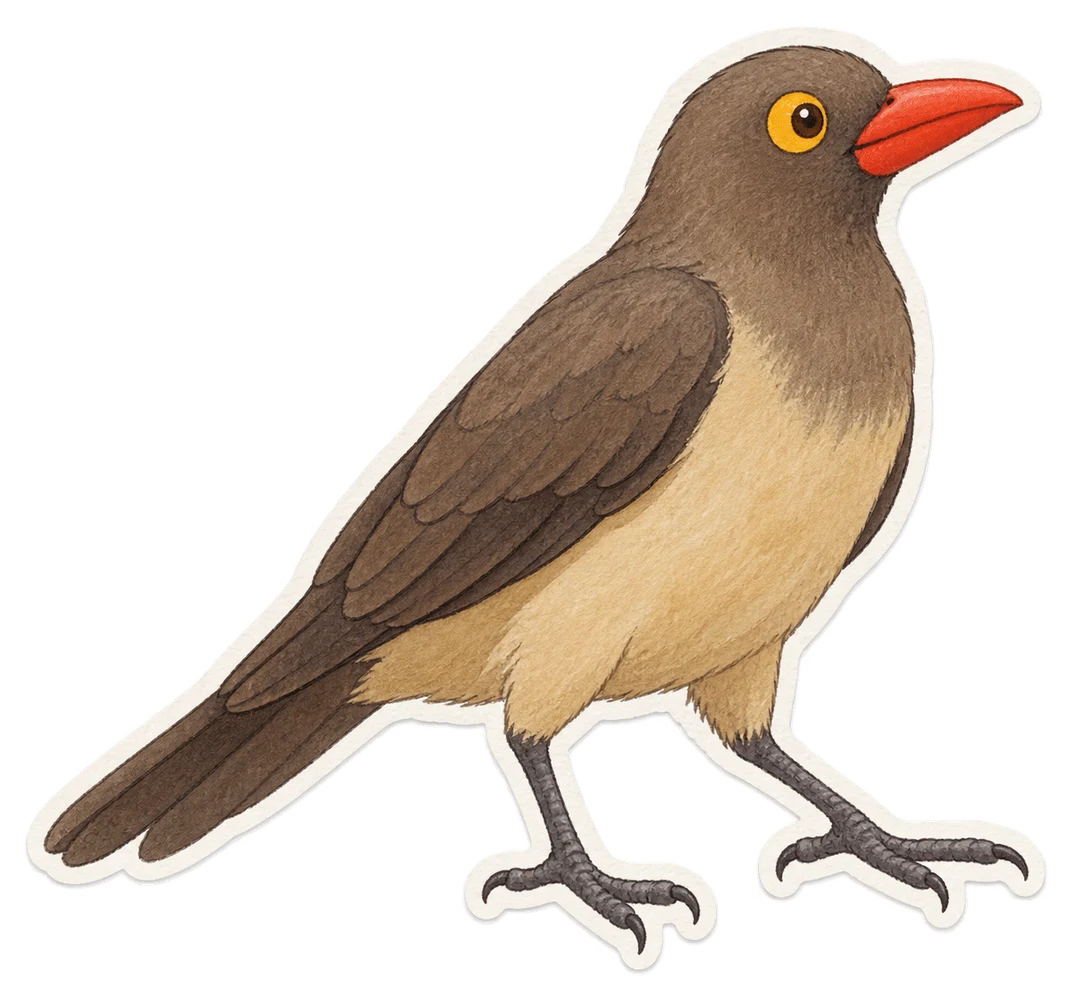 Le piquebœuf à bec rouge (Buphagus erythrorhynchus)