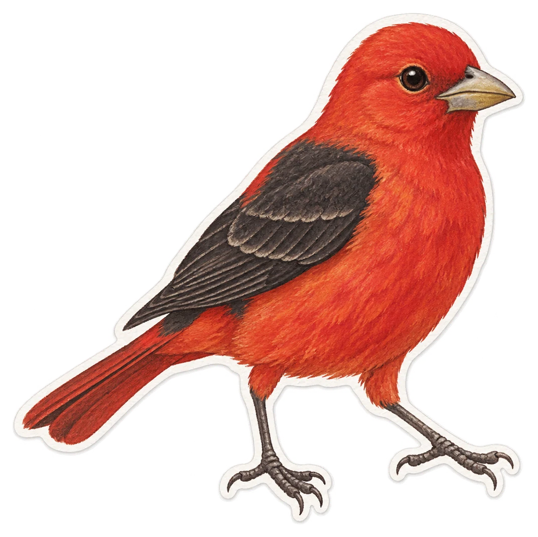 Le piranga à tête rouge (Piranga ludoviciana)