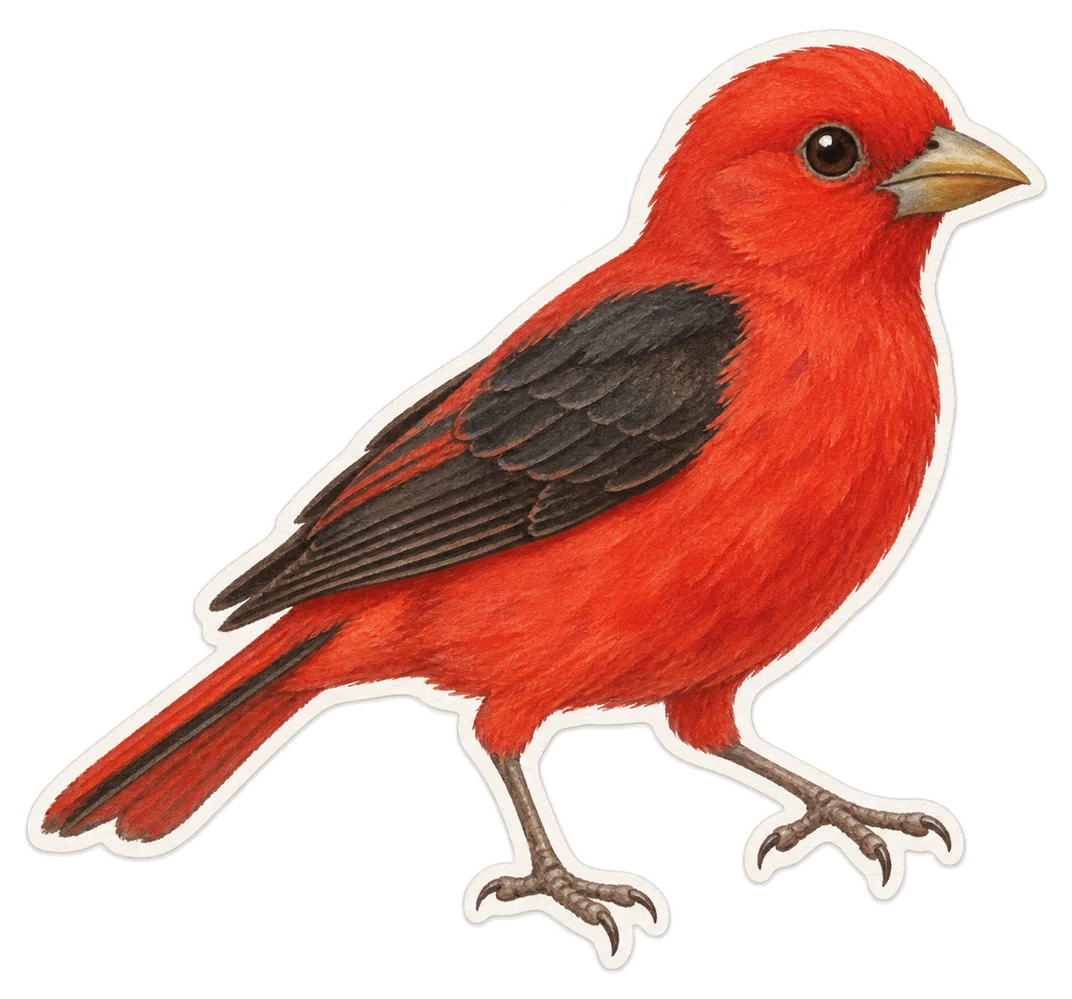 Le piranga vermillon (Piranga rubra)