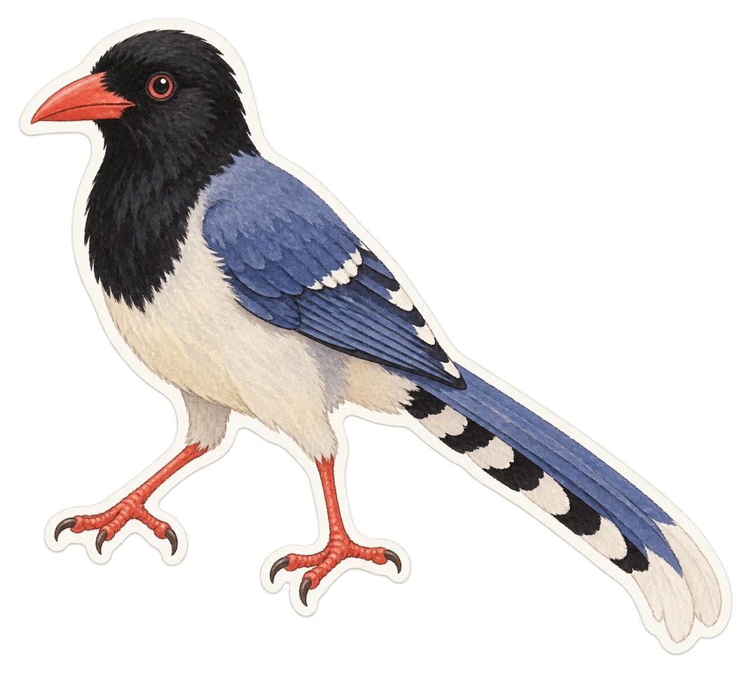 La pirolle à bec rouge (Urocissa erythrorhyncha)