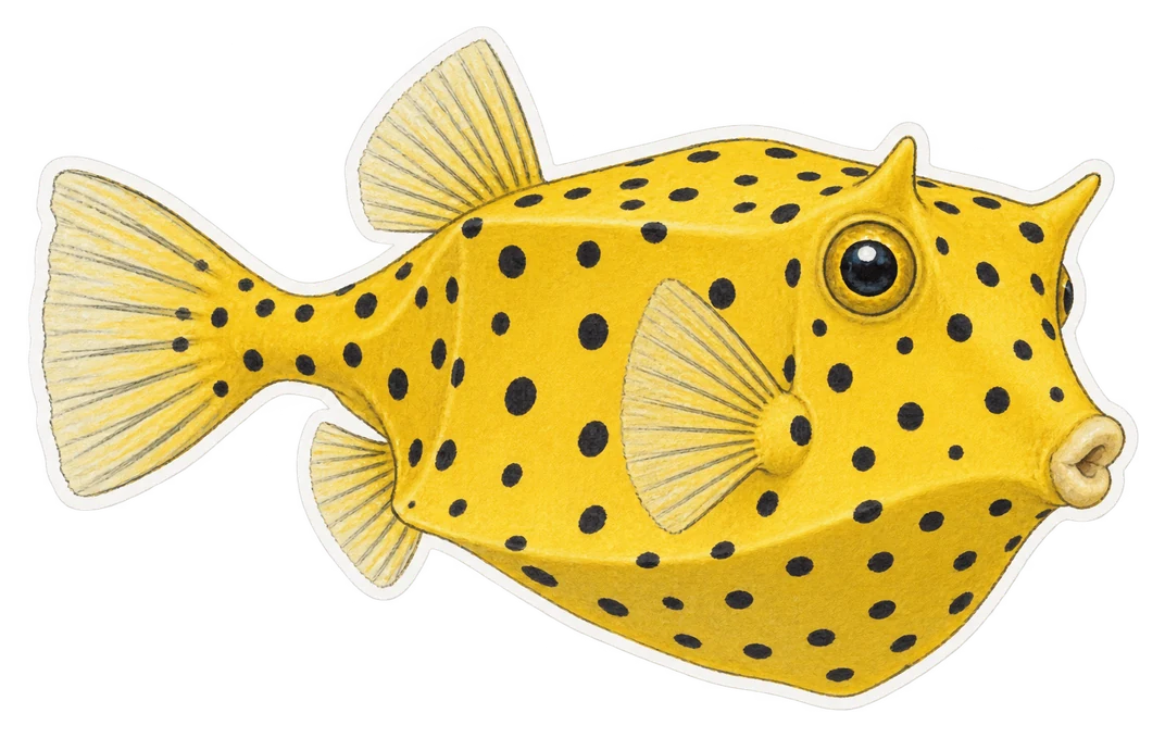 Le poisson-coffre jaune (Ostracion cubicus)