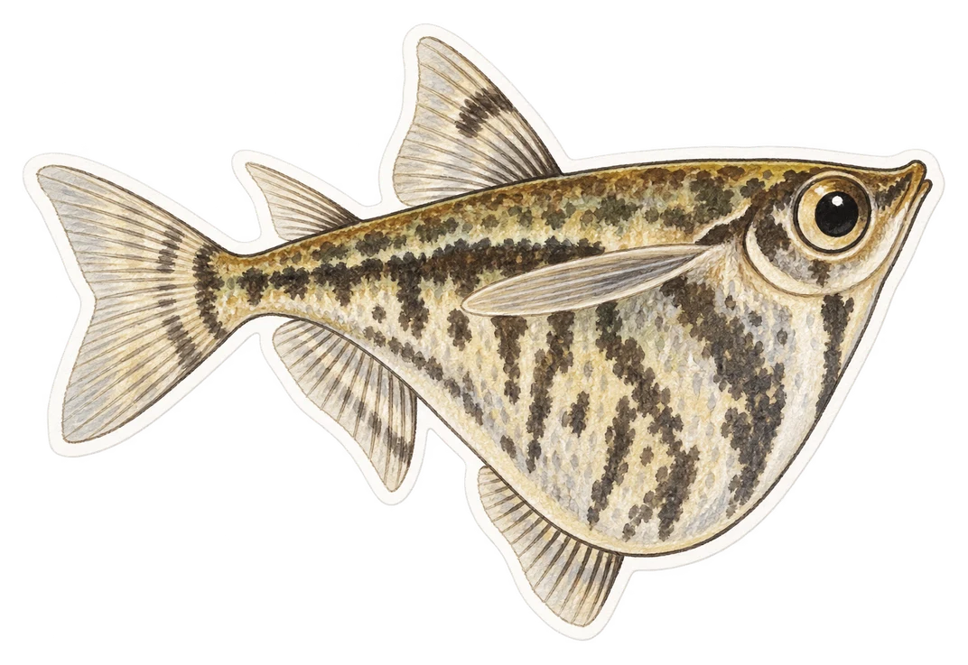 Le poisson-hachette marbré (Carnegiella strigata)