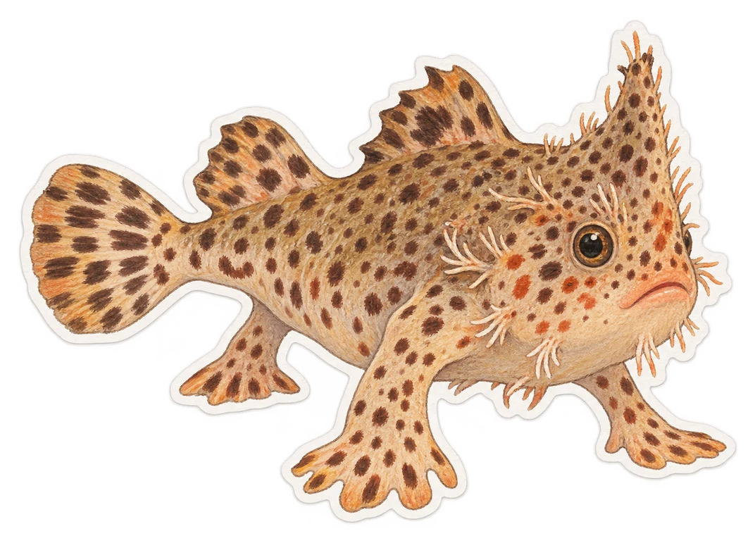 Le poisson-main tacheté (Brachionichthys hirsutus)