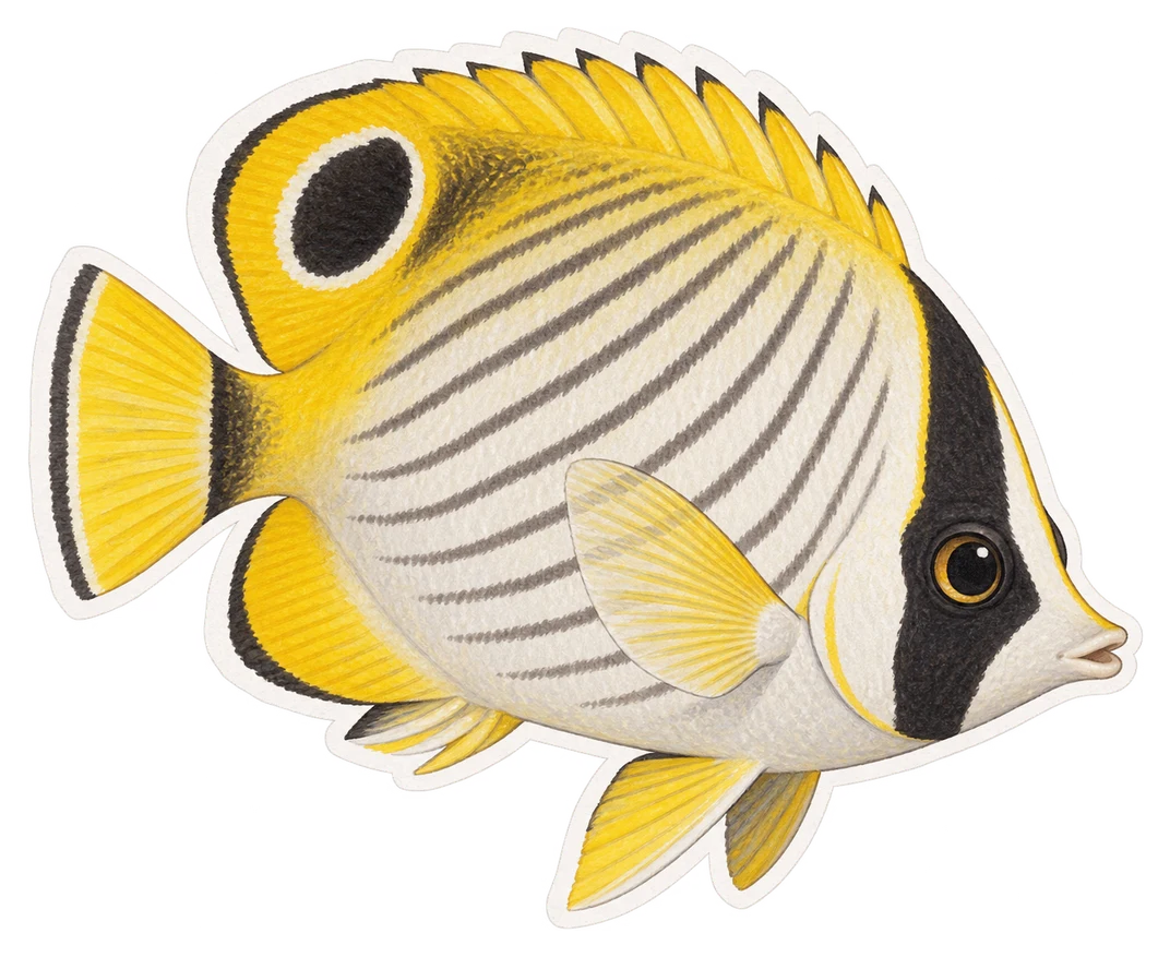 Le poisson-papillon raton laveur (Chaetodon lunula)