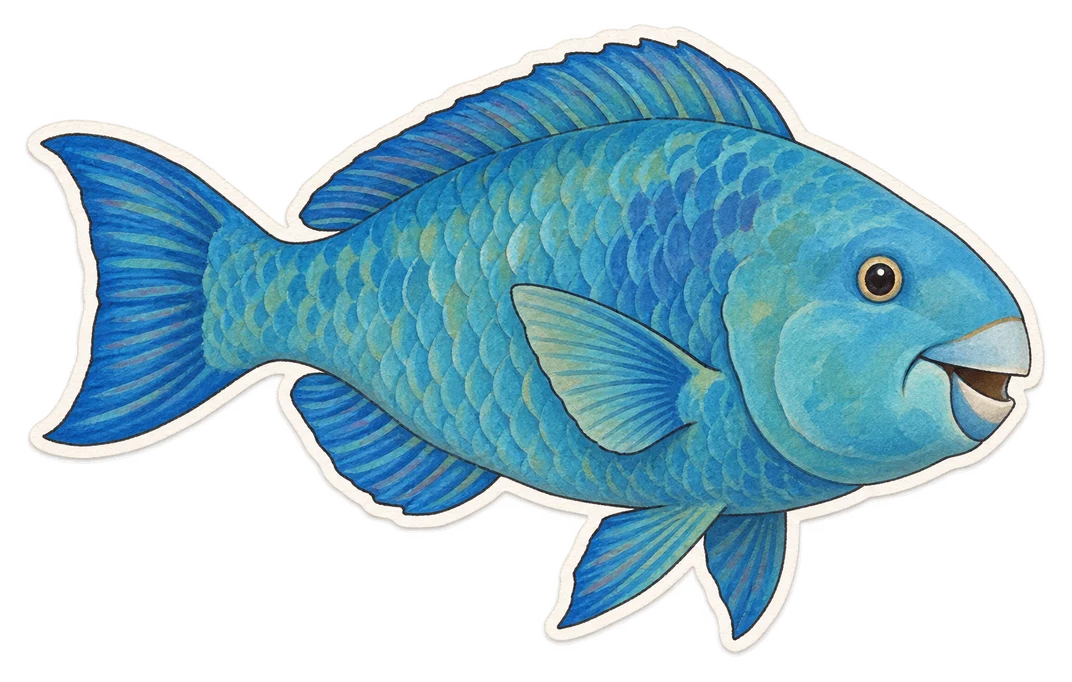 Le poisson-perroquet bleu (Scarus coeruleus)