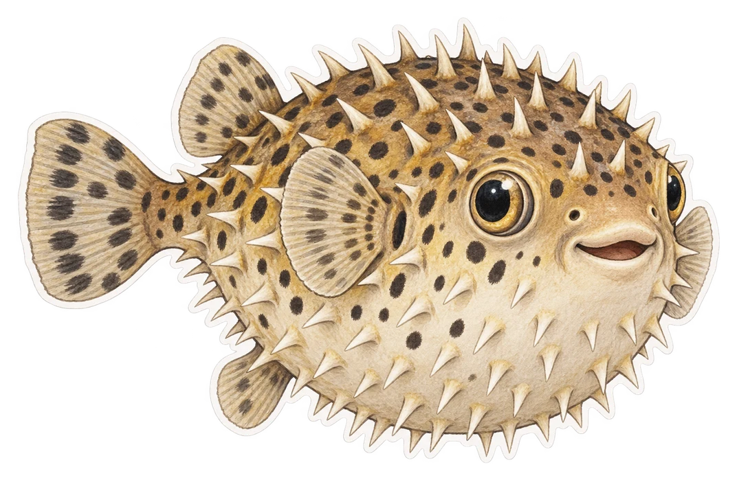 Le poisson-porc-épic tacheté (Diodon hystrix)