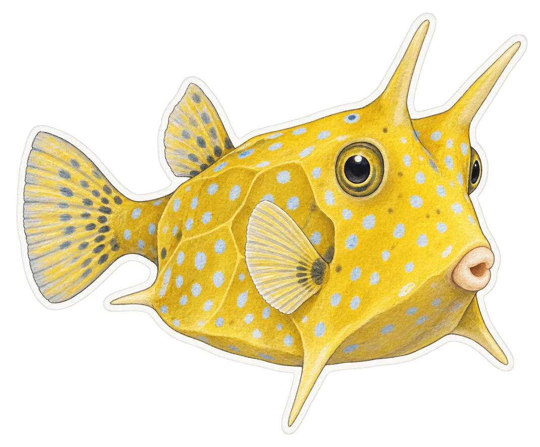 Le poisson-vache à longues cornes (Lactoria cornuta)