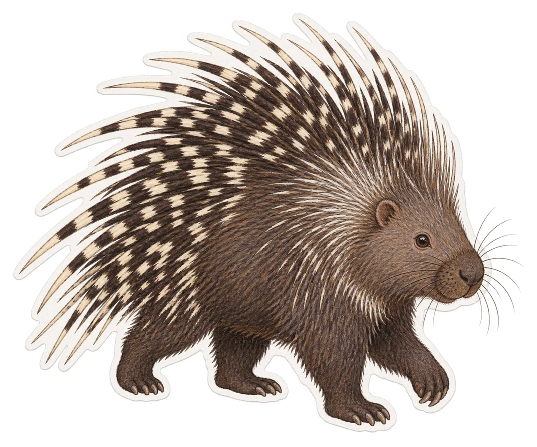 Le porc-épic à crête (Hystrix cristata)