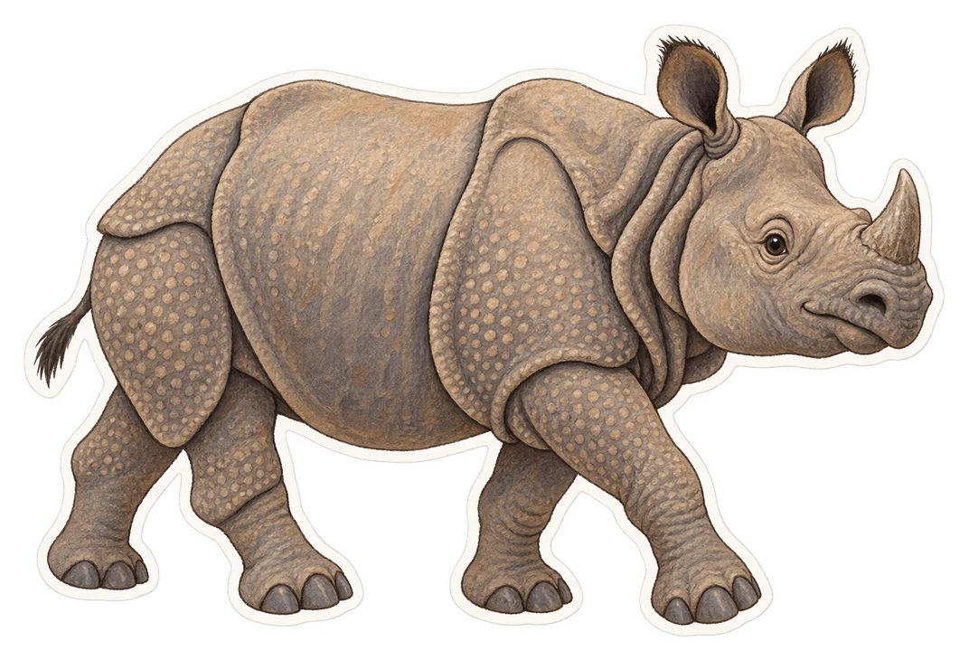 Le rhinocéros indien (Rhinoceros unicornis)