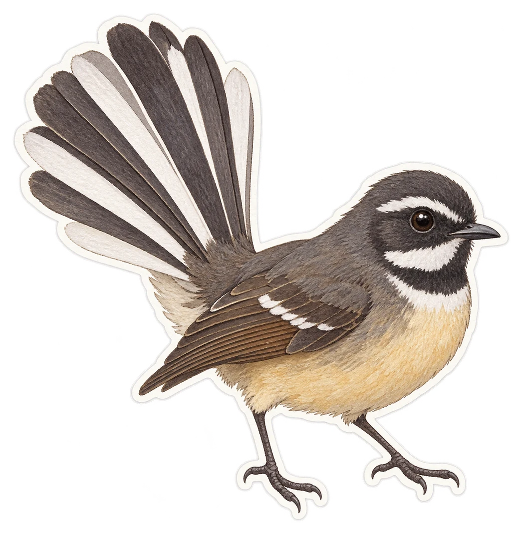 Le rhipidure hochequeue (Rhipidura leucophrys)