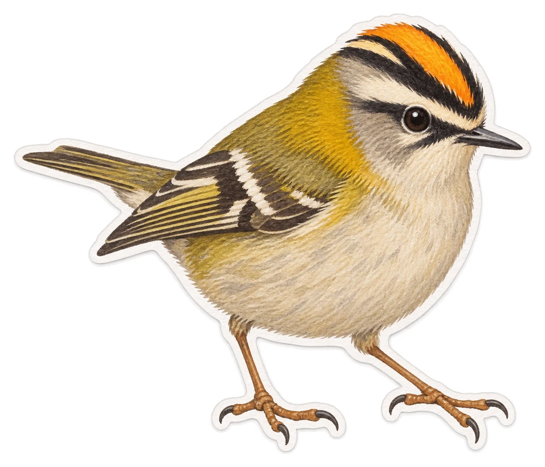 Le roitelet à triple bandeau (Regulus ignicapilla)