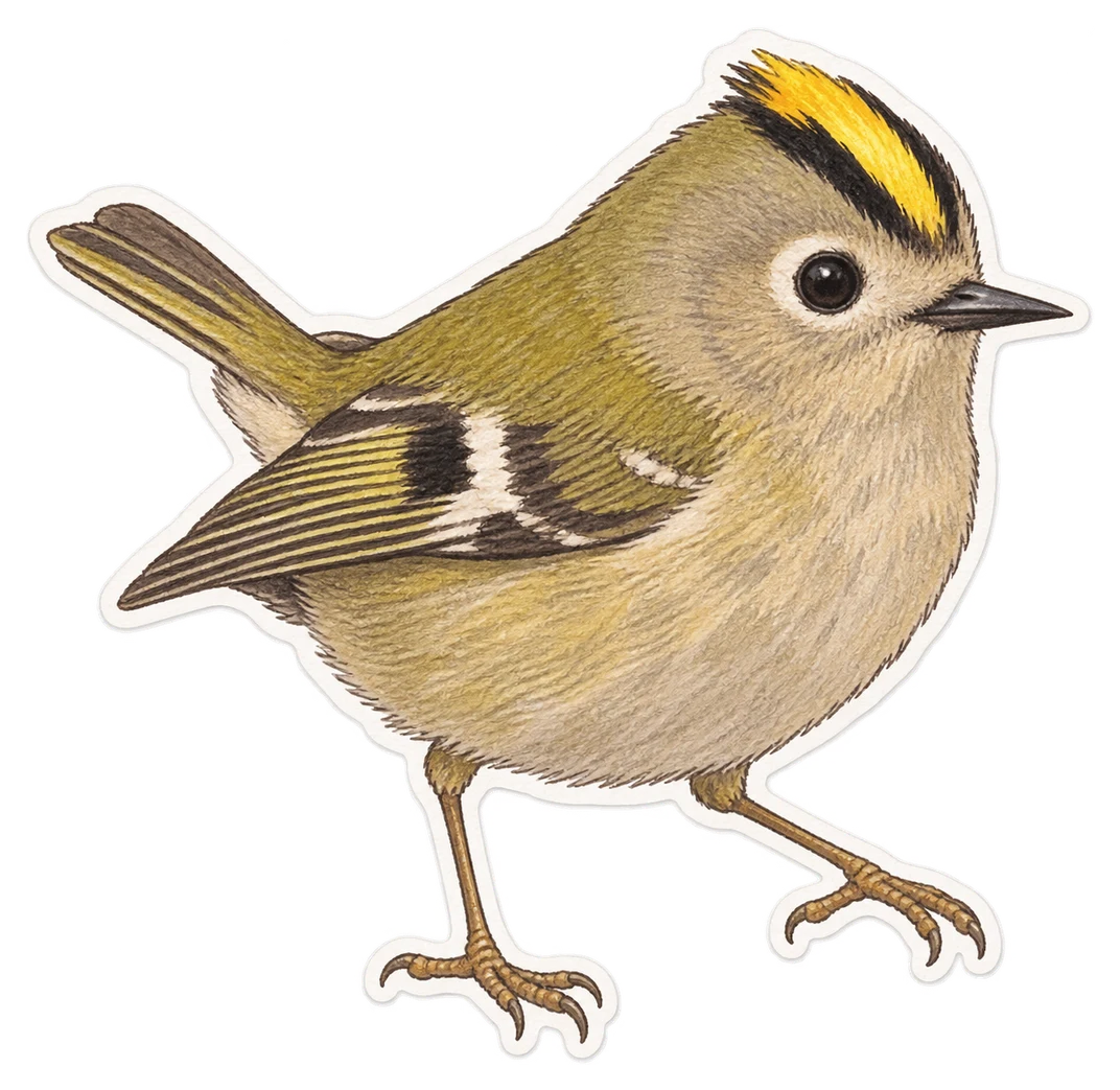 Le roitelet huppé (Regulus regulus)