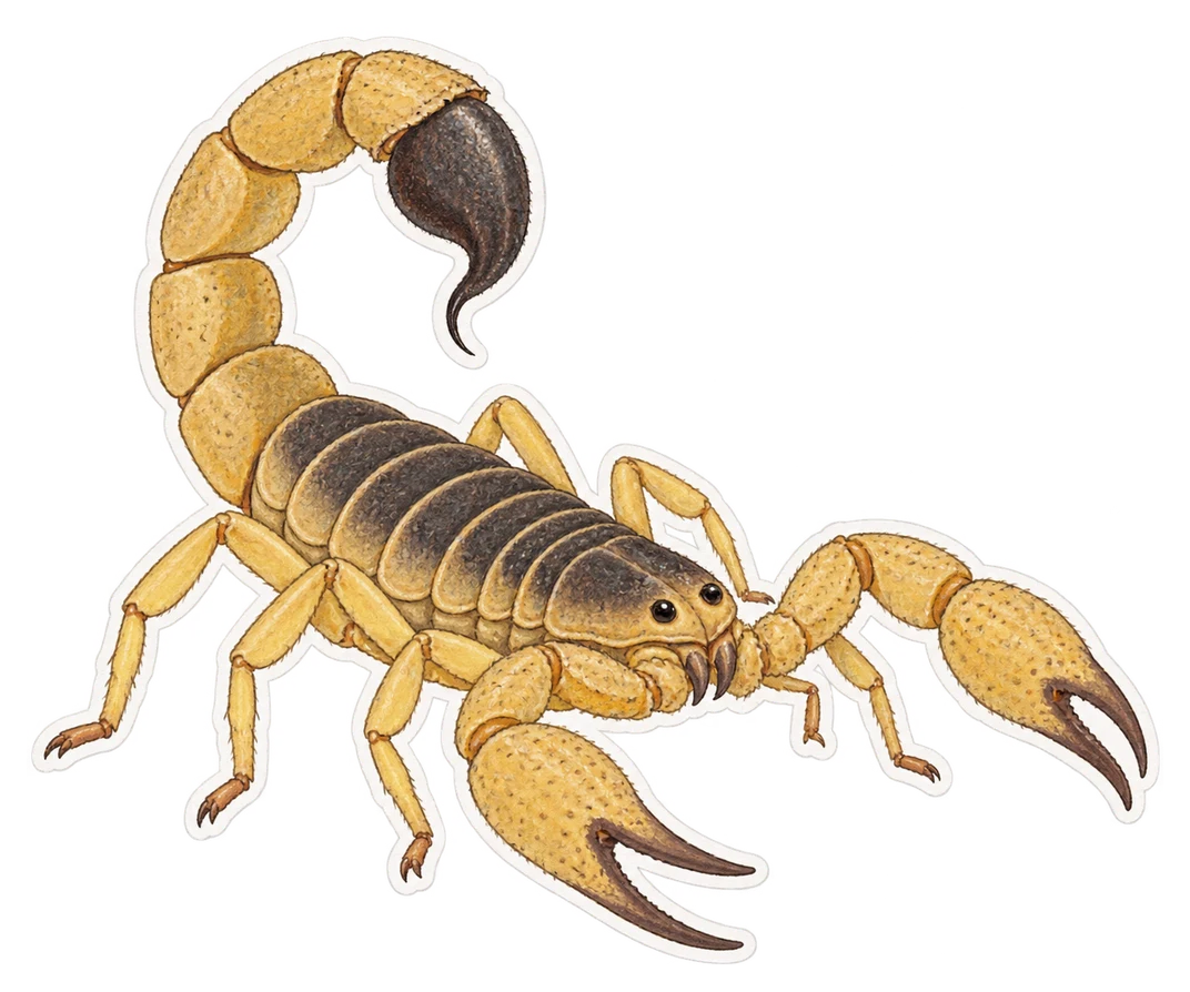 Le scorpion noir à queue épaisse (Androctonus crassicauda)