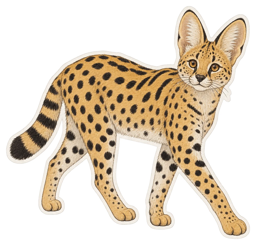 Le serval (Leptailurus serval)