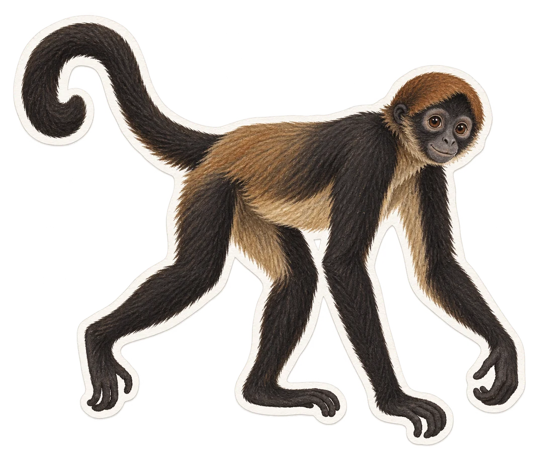 Le singe-araignée à tête brune (Ateles fusciceps)