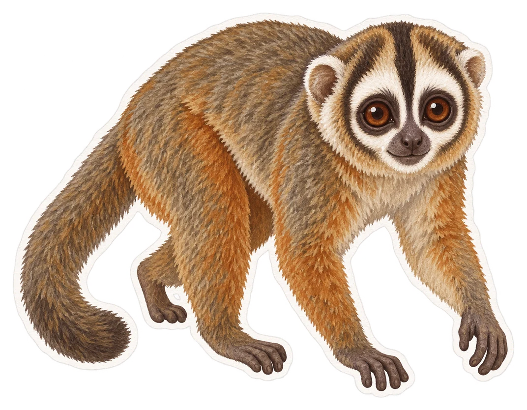 Le singe de nuit à trois bandes (Aotus trivirgatus)