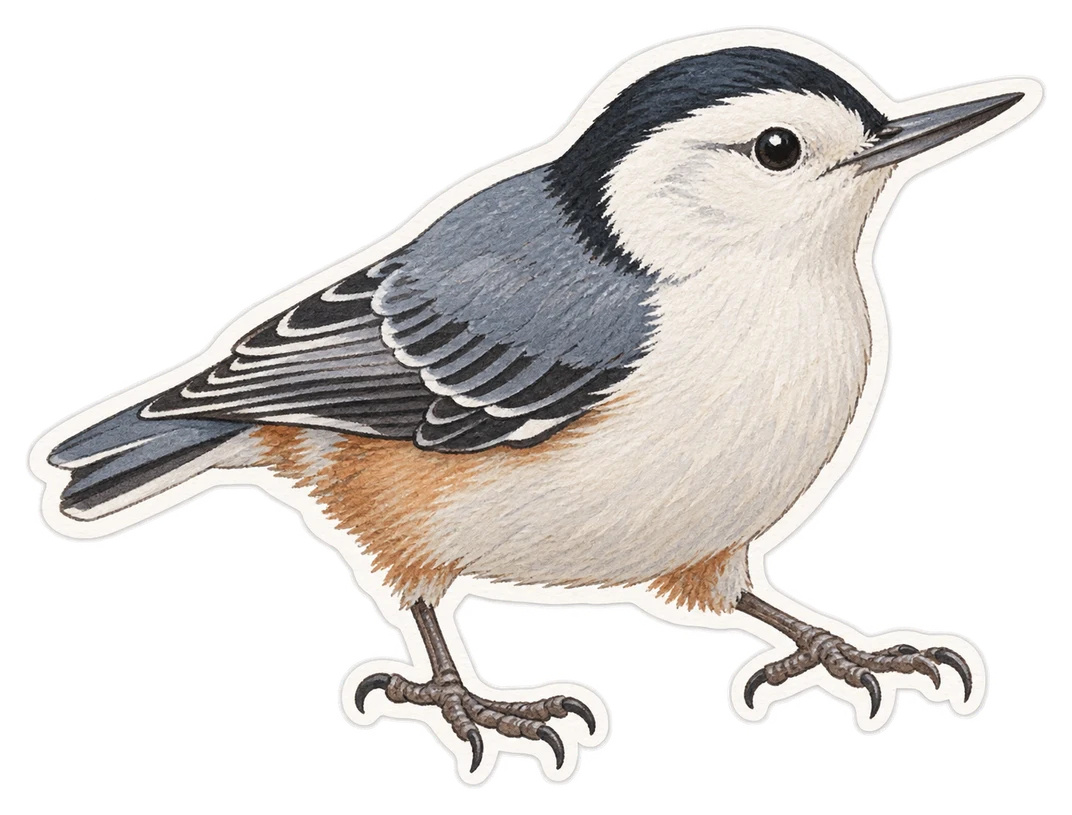 La sittelle à poitrine blanche (Sitta carolinensis)