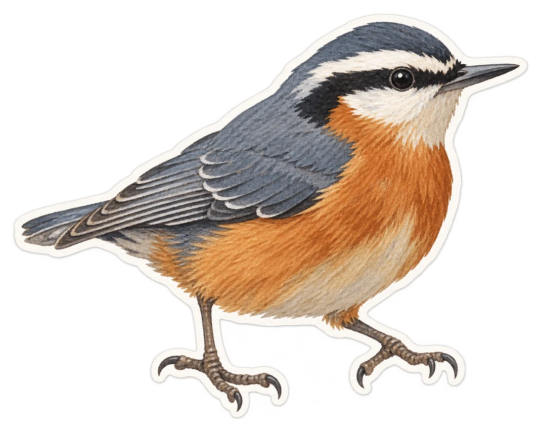 La sittelle à poitrine rousse (Sitta canadensis)