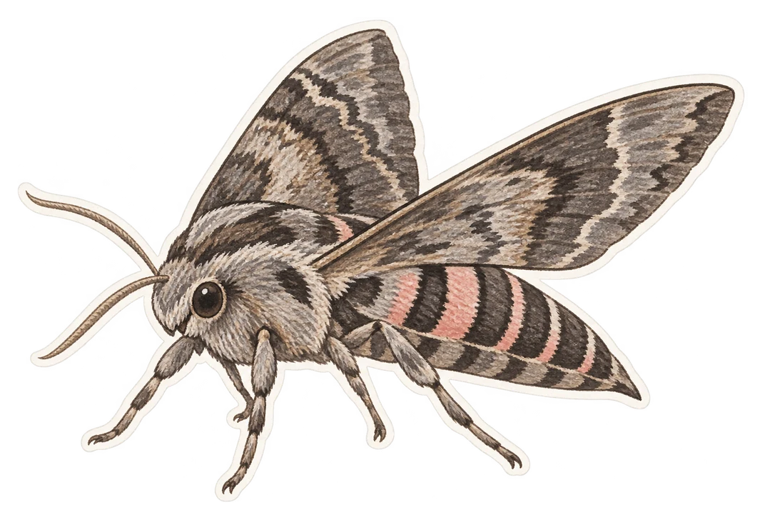 Le sphinx à points roses (Agrius cingulata)