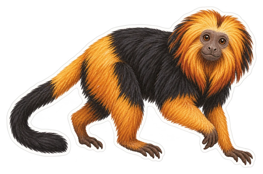 Le tamarin-lion à tête dorée (Leontopithecus chrysomelas)