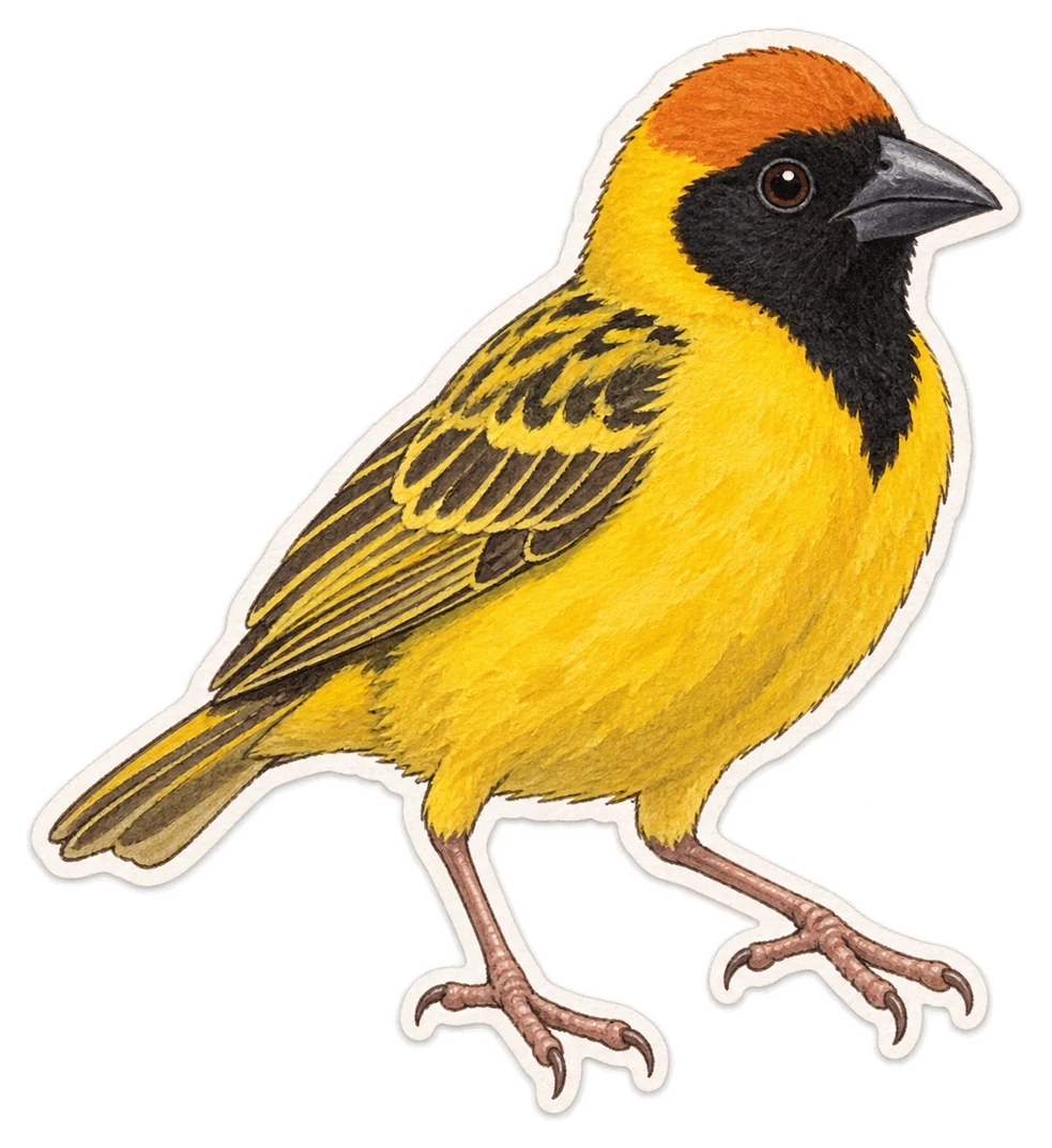 Le tisserin gendarme (Ploceus cucullatus)