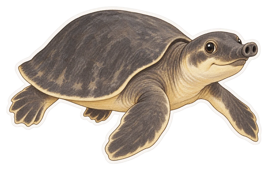 La tortue à nez de cochon (Carettochelys insculpta)