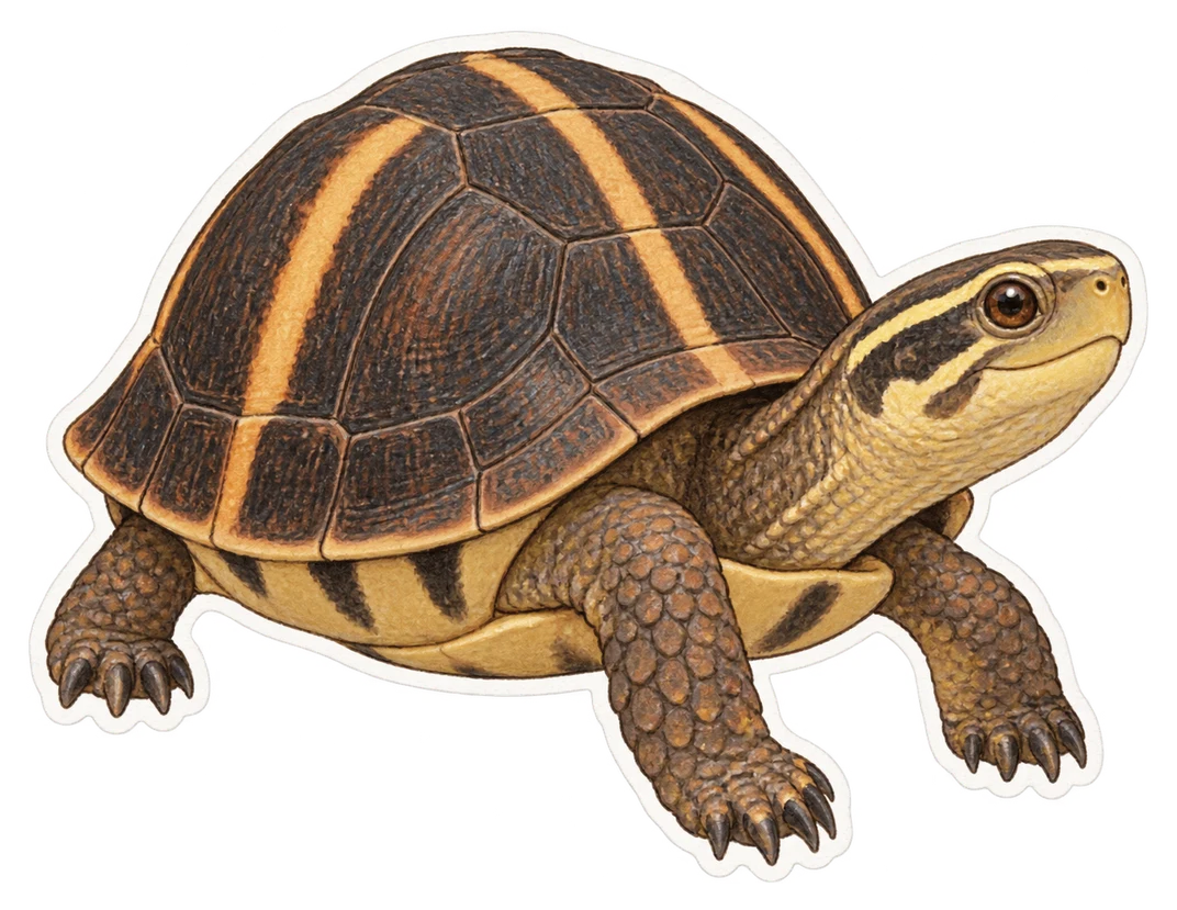 La tortue-boîte à trois bandes (Cuora trifasciata)