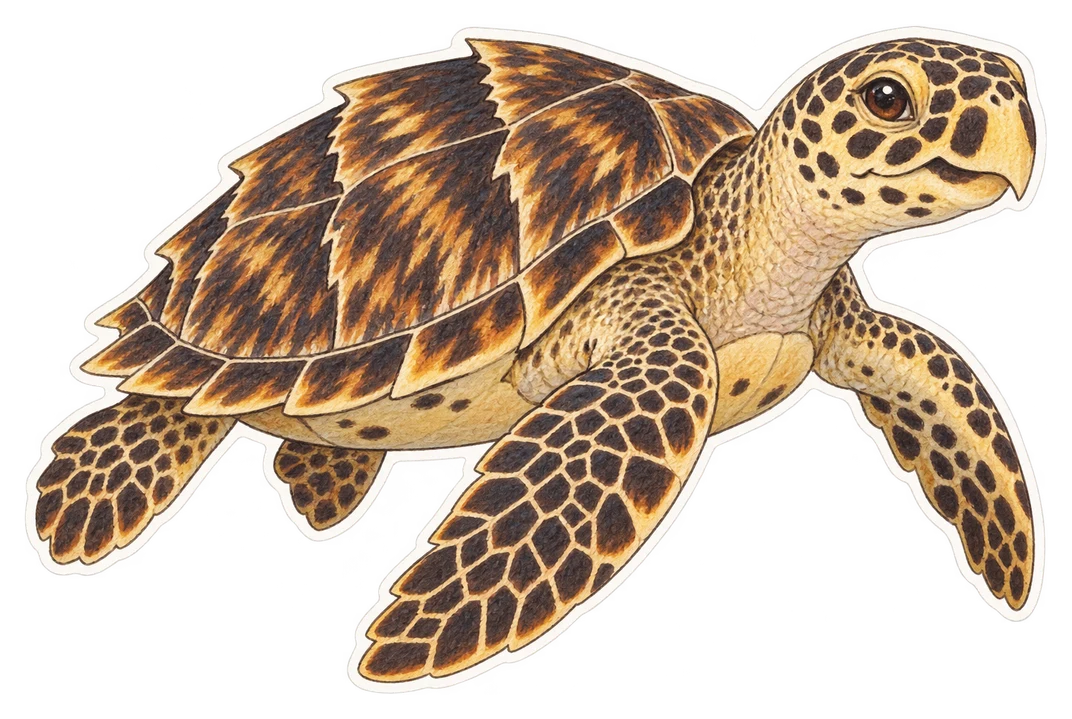 La tortue imbriquée (Eretmochelys imbricata)