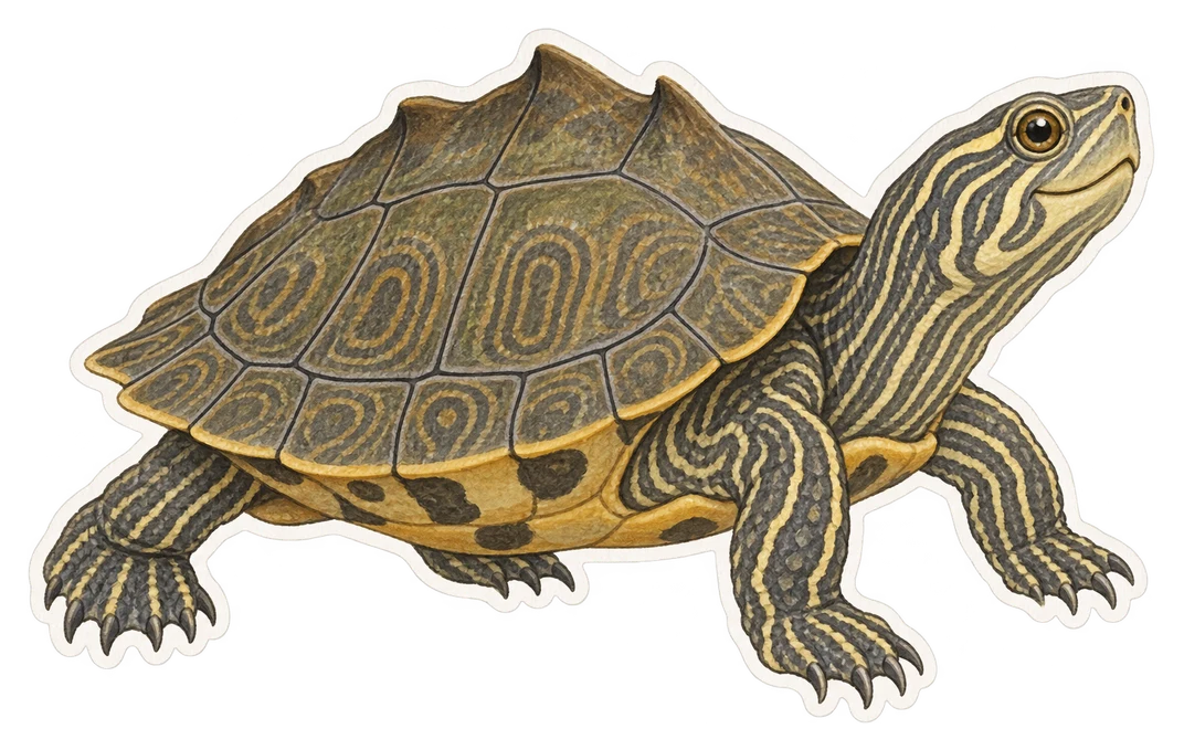 La tortue pseudo-géographique (Graptemys pseudogeographica)