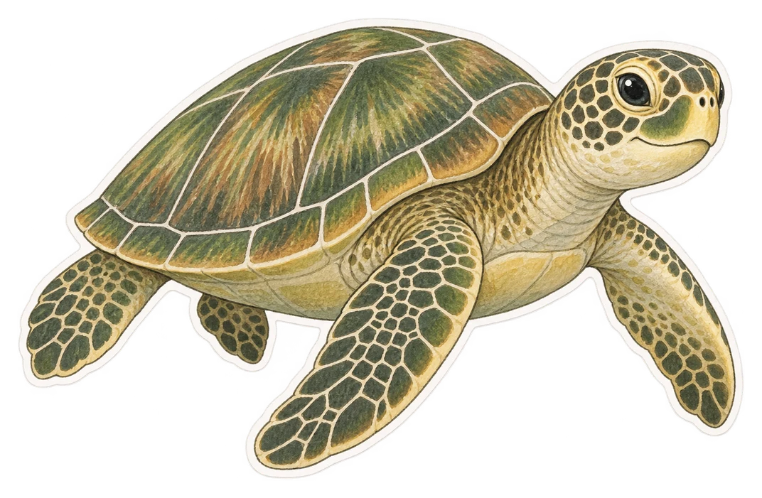 La tortue verte (Chelonia mydas)