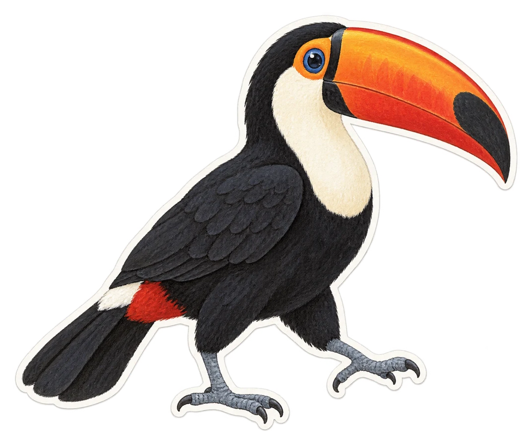 Le toucan à bec rouge (Ramphastos tucanus)