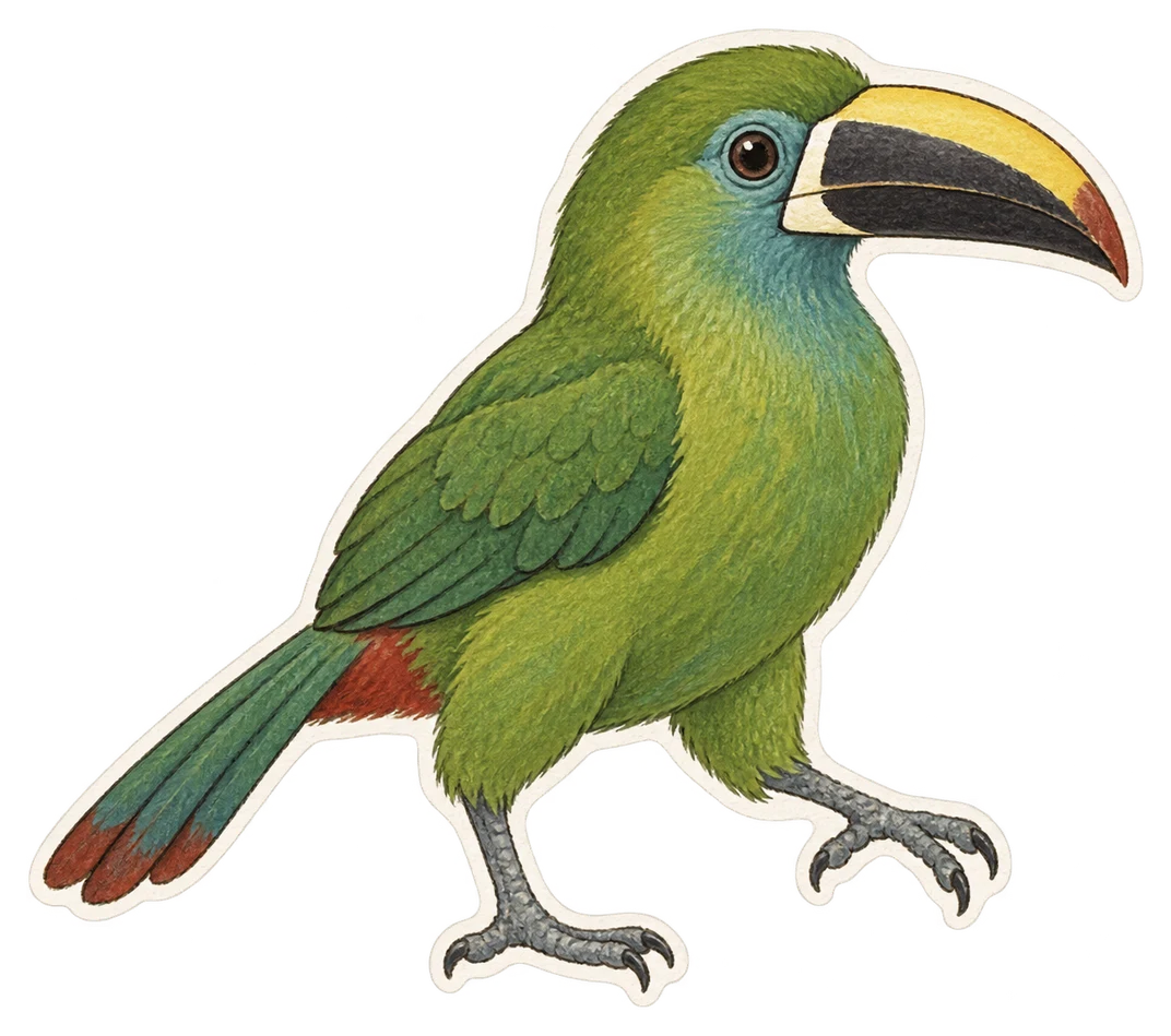 Le toucanet émeraude (Aulacorhynchus prasinus)