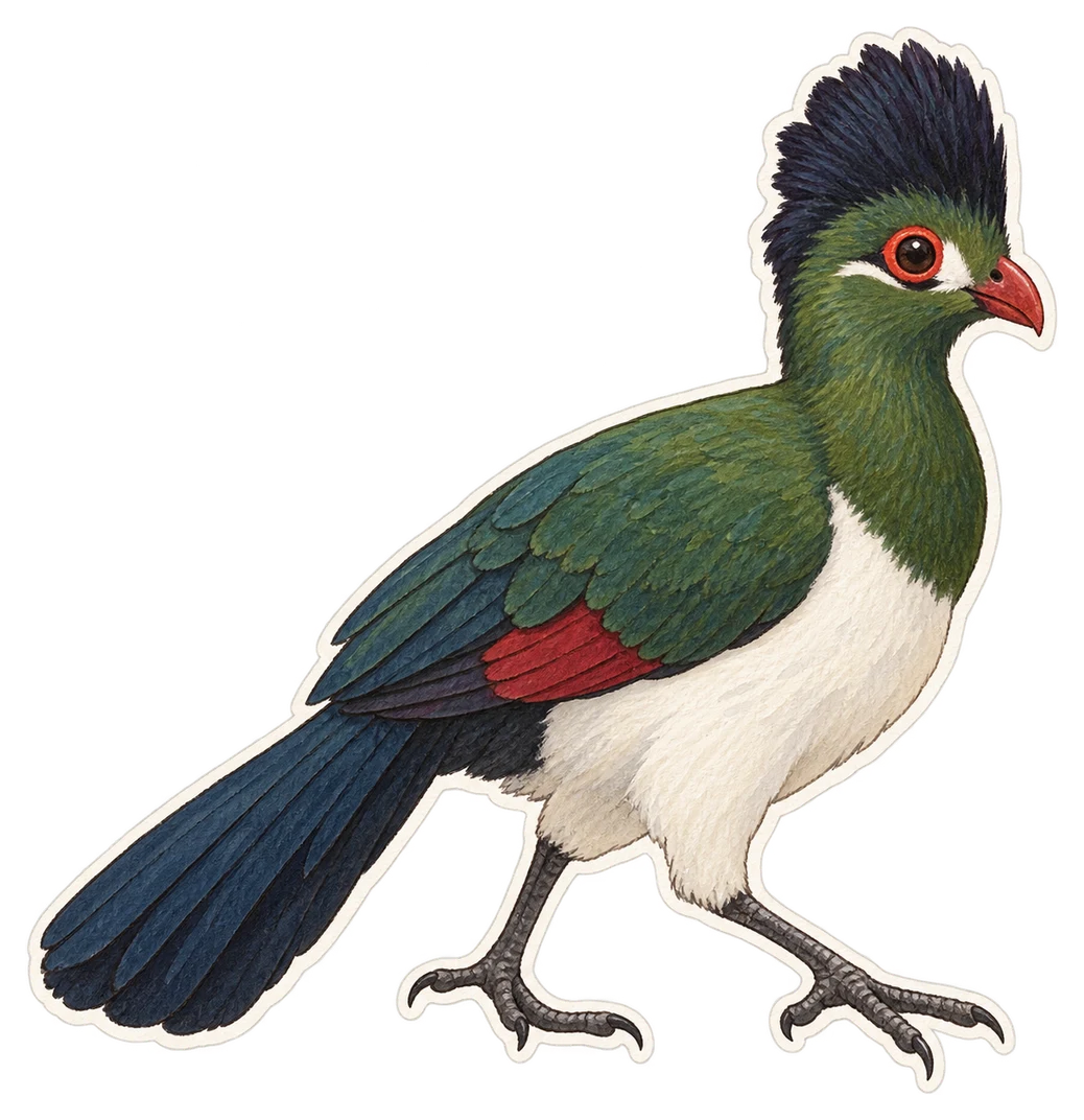 Le touraco à ventre blanc (Crinifer leucogaster)