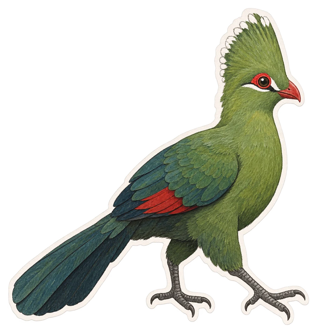 Le touraco vert (Tauraco persa)
