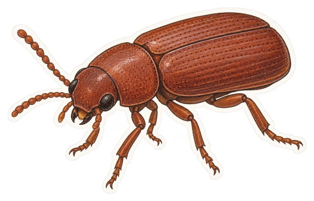 Le tribolion rouge de la farine (Tribolium castaneum)