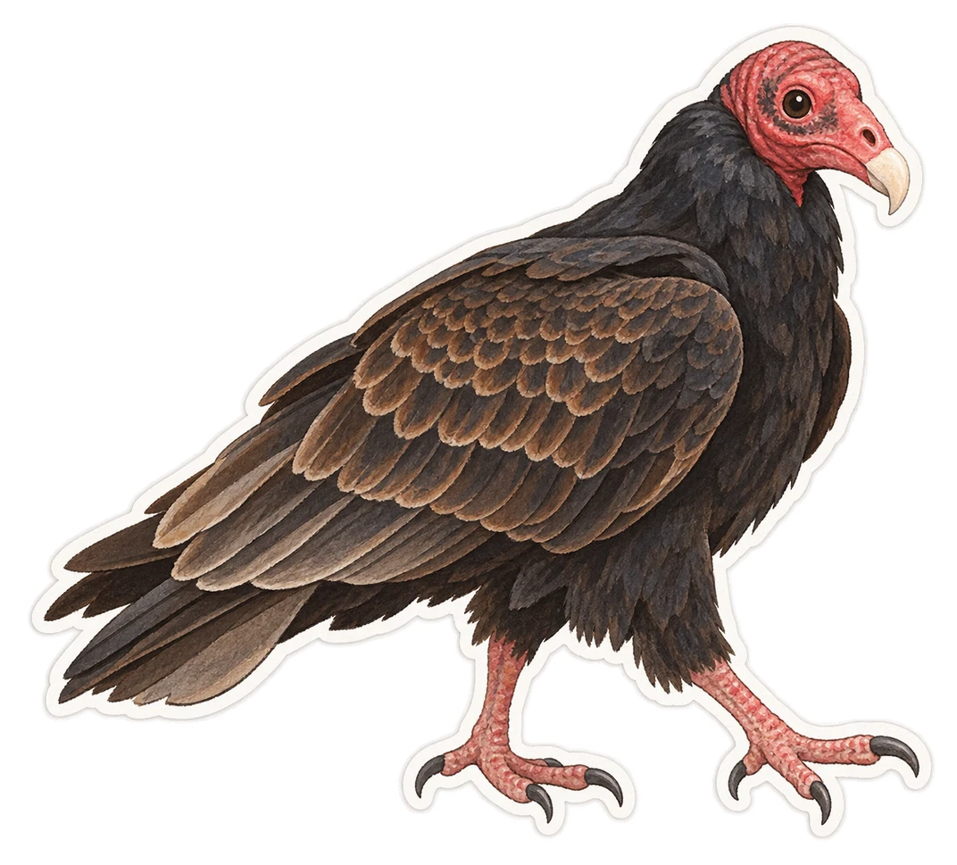 Le vautour à tête rouge (Cathartes aura)