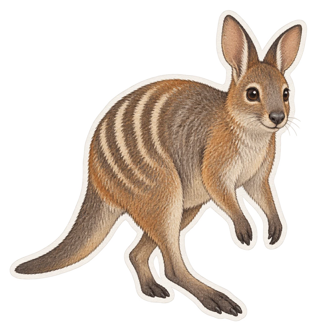 Le wallaby-lièvre à bandes (Lagostrophus fasciatus)